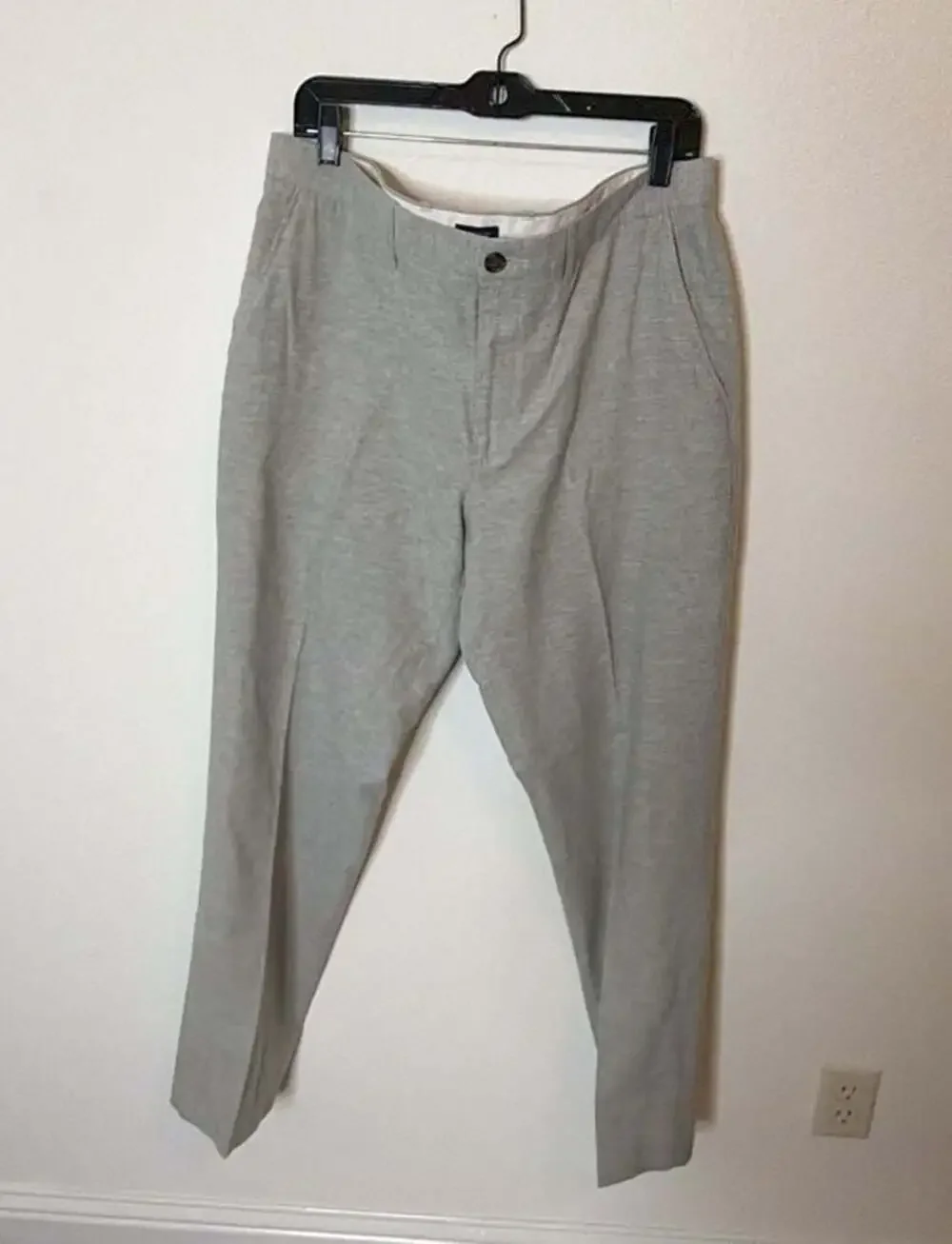 J.Crew Re-Imagined Straight-Fit Cotton-Linen Trousers - Gray (Size 36x32)